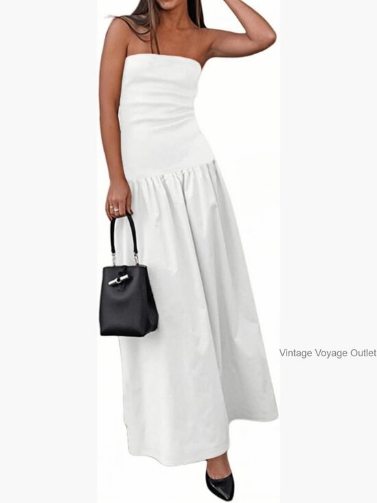 Dresses & Skirts - Strapless Maxi Dress A-Line Tube Sleeveless Summer Beach Formal Casual